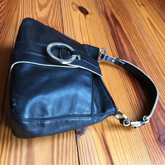 Ann Taylor Black Leather Silver Magnet Closure, EUC, 10” - Picture 5 of 12